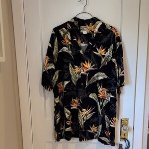 Tropical Black Floral Men's Casual Shirt
